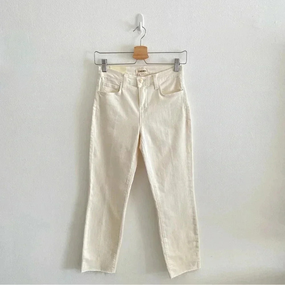 L'AGENCE Sada Slim-Leg Cropped Jean in Vintage White Sz 24 - Picture 2 of 11